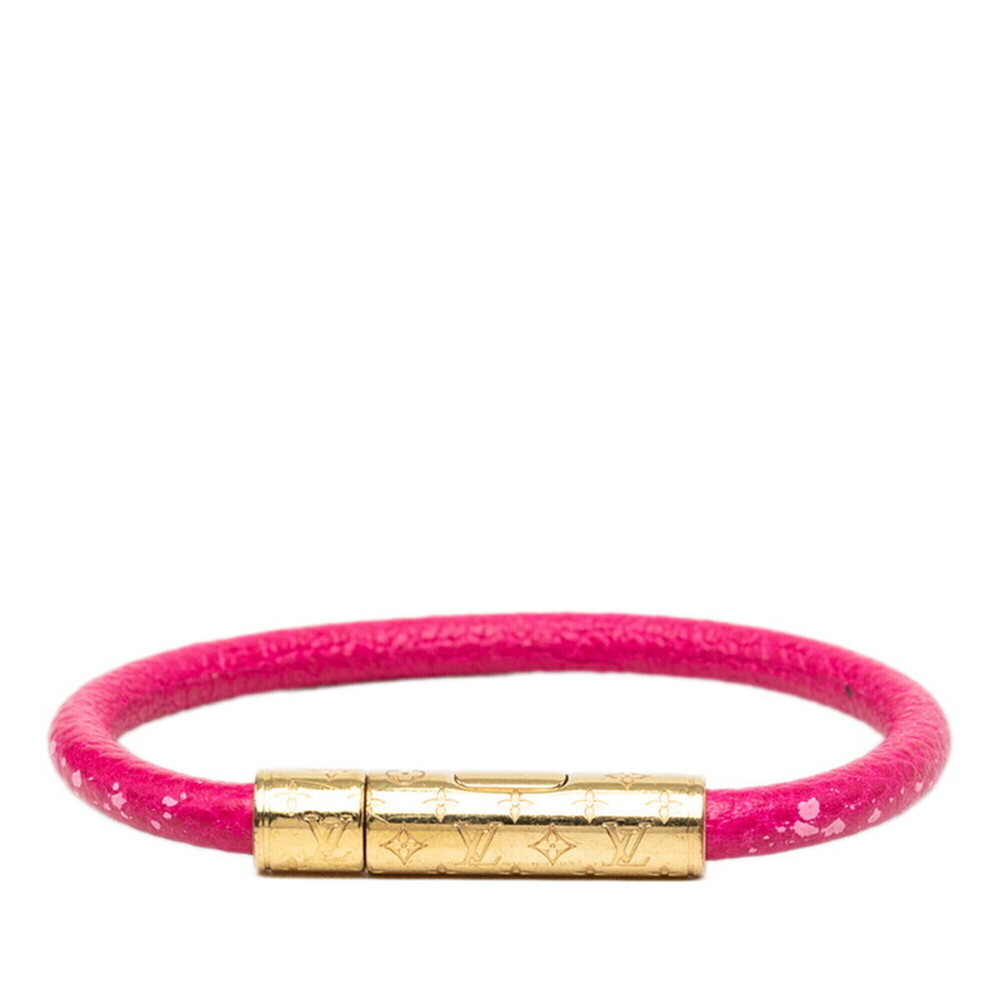 LOUIS VUITTON Pink Leather Charm Bracelet